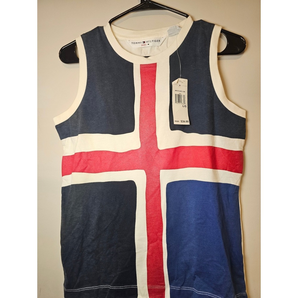 Tommy Hilfiger Jeans Tank Top Red White Blue Cross Graphic Sleeveless NWT